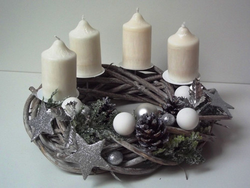 Adventní věnec - stříbrný — foto 1