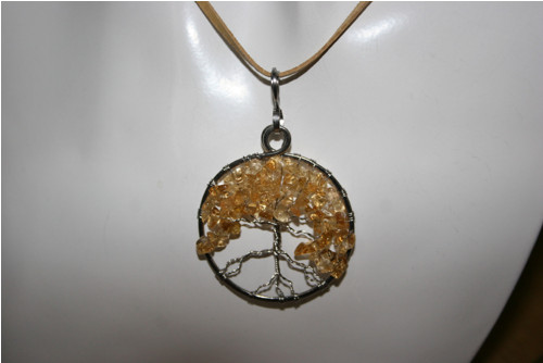Amulet STROM ŽIVOTA - Citrín - chirurgická ocel