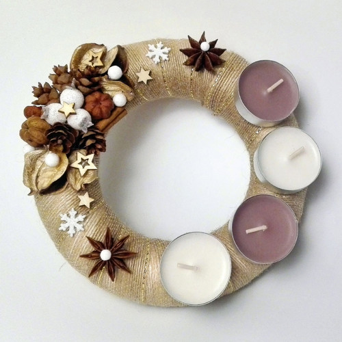 Adventní jutový věnec - přírodní — foto 1