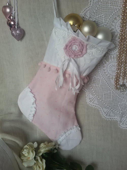 Růžová vánoční punčocha — foto 1