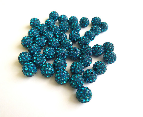 Shamballa kuličky tmavě tyrkysové 8 mm 4ks/22,-