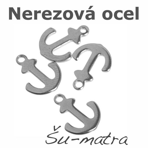 Přívěsek z nerezové oceli, 9x11 mm (6 ks)