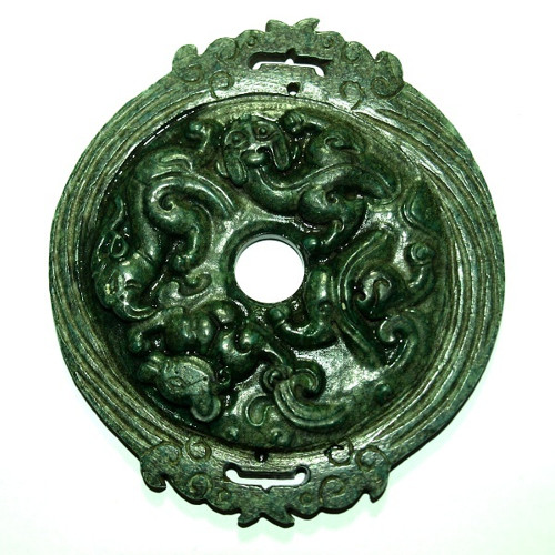 Amulet Tibet - TŘI DRACI extra, zelený jadeit — foto 1