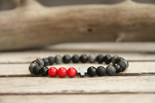 Pánsky náramok onyx, koral, labradorit — foto 1