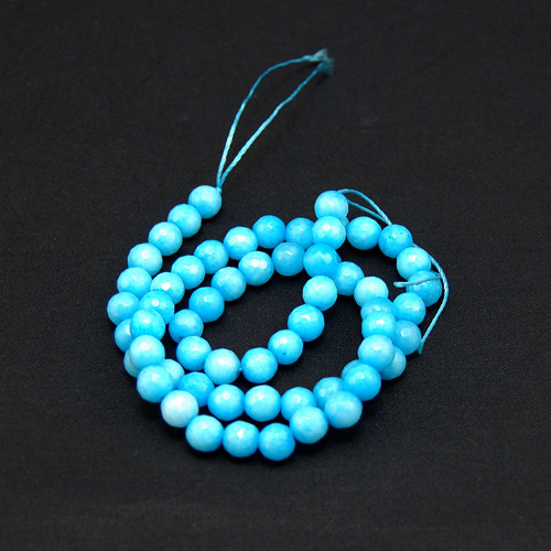 Jadeit fasetovaný aquamarín, kulička 6 mm, 3ks