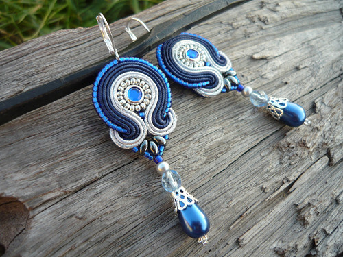 Soutache náušnice Ice River — foto 1