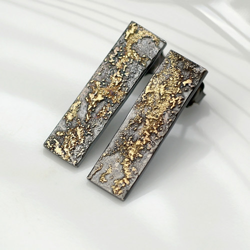 Gold Chaos Rectangles - Náušnice, ag + au — foto 1