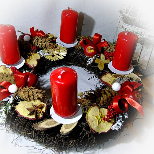 Adventní věnec - Tradiční červený — foto 1