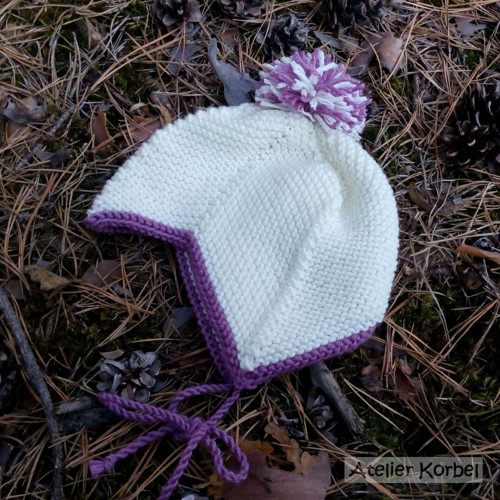 Smetanovofialová čepička, merino, vel. 34-36 cm