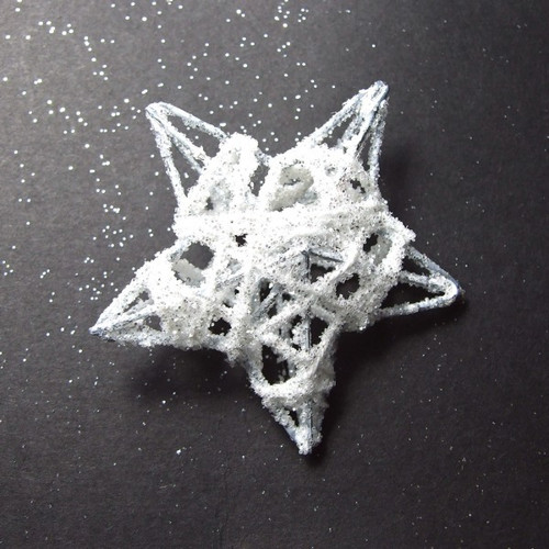 Hvězdička 3D, třpytivá bílá 5 cm — foto 1