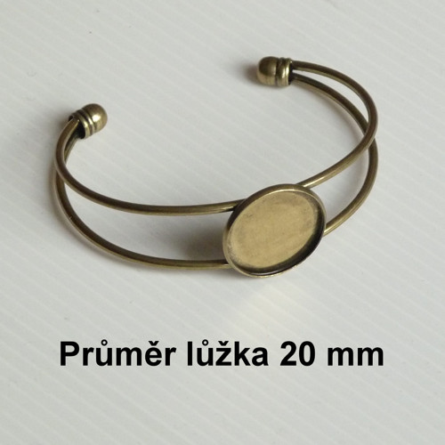 Náramek s lůžkem 20 mm - mosazná b.