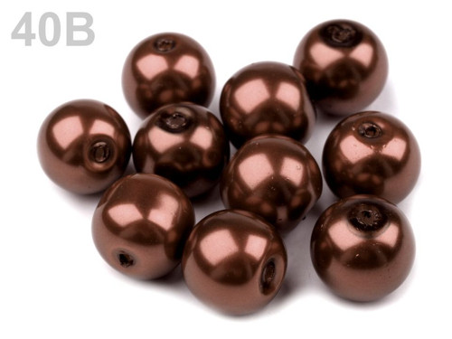 Korálky plast 8mm-40ks-hnědá