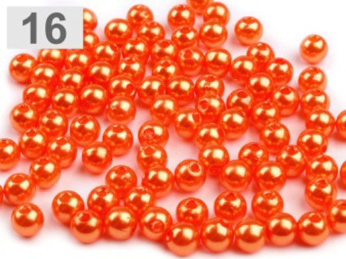 Korálky plast 6mm- 60ks oranžová