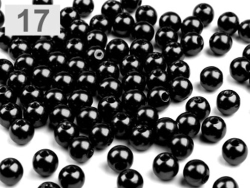 Korálky plast 6mm- 60ks černá — foto 1