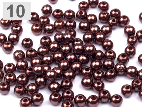 Korálky plast 6mm- 60ks hnědá — foto 1