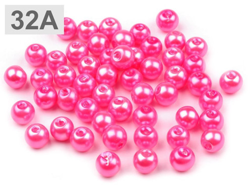 Korálky plast 6mm- 60ks růžová neon