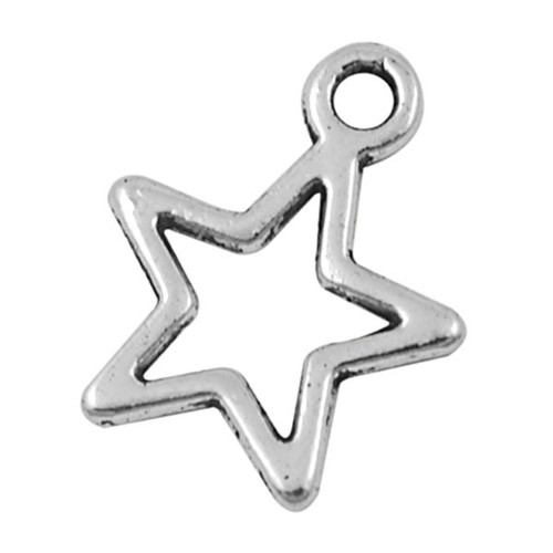 Přívěšek mini hvězda/ 15x13mm/ ant.stříbro/ 4ks