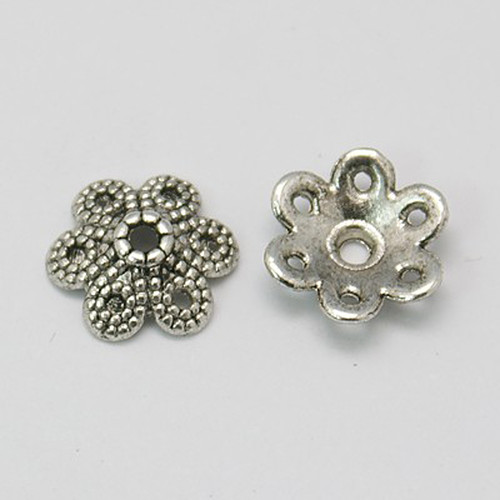 Kaplík kytka půlspirála/ ant.stříbro/ 10x3mm/ 10ks