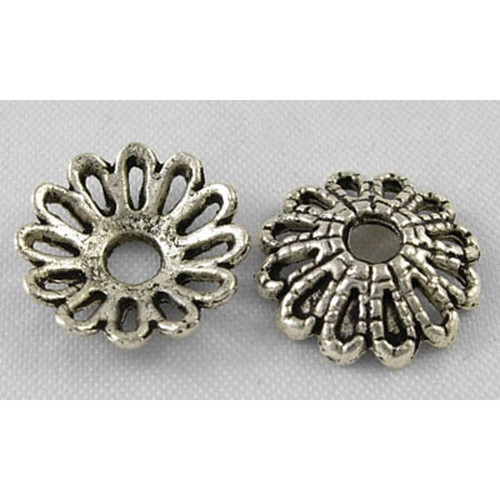 Kaplík kytka kopretina/ ant.stříbro/ 12x3mm/ 6ks