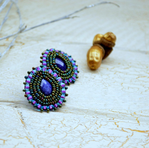Iris drops n.3 - vyšívané náušnice — foto 1