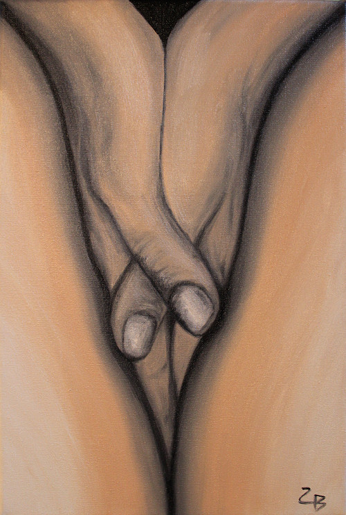 OBRAZ - "RUCE V KLÍNĚ" olejomalba 20x30 cm — foto 1