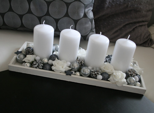Adventní svícen bílošedý — foto 1