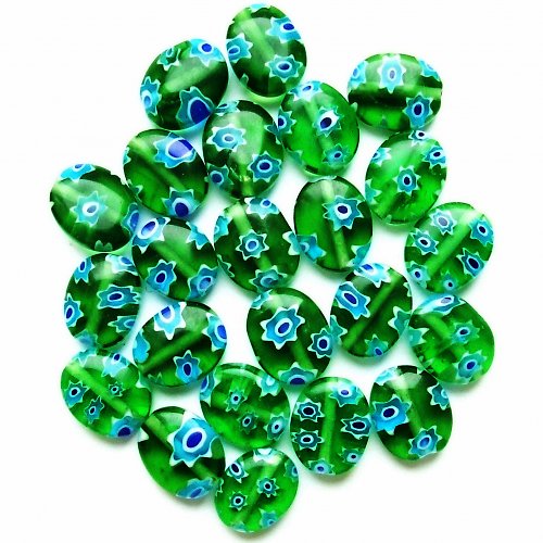 Millefiori oválky zelené 4 ks — foto 1