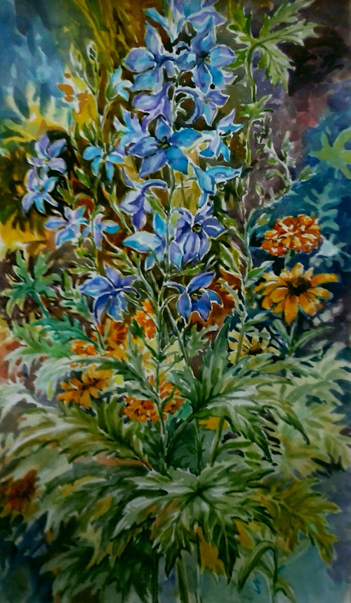 Nevyznám se...- akvarel, papír 29,5x50cm
