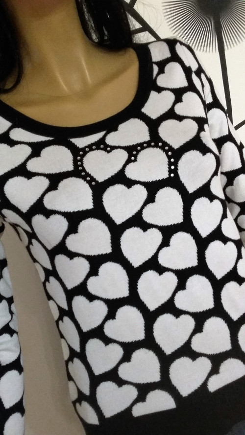Štrasová srdce Black and White — foto 1