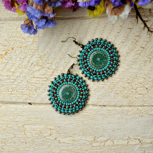 Pottery earrings n.30 - vyšívané náušnice — foto 1