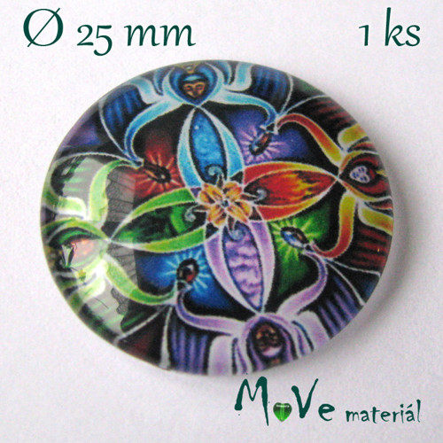 Skleněný kabošon 25mm, mandala — foto 1