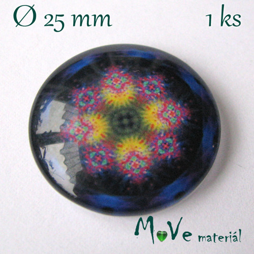 Skleněný kabošon 25mm, mandala — foto 1