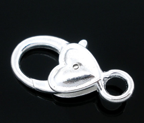 Karabinka/ srdce/ stříbro/ 27x14mm/ 1ks