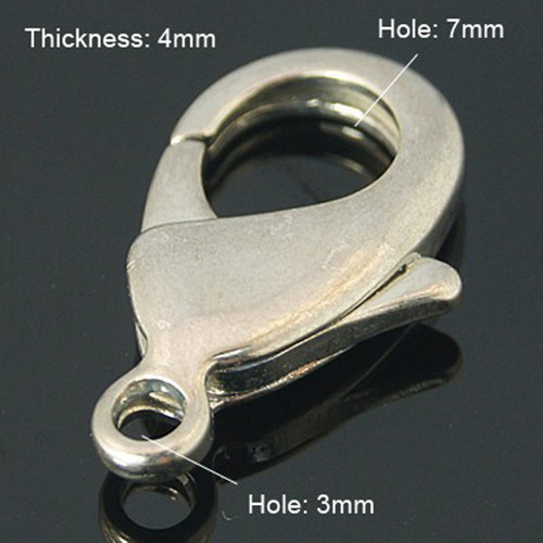 Karabinka/ hladká velká/ platina/ 23x13mm/ 1ks