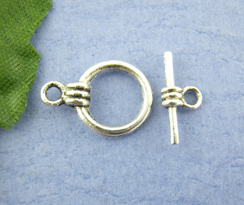 Americké zapínání TRIO/ ant.stříbro/ 15x11mm
