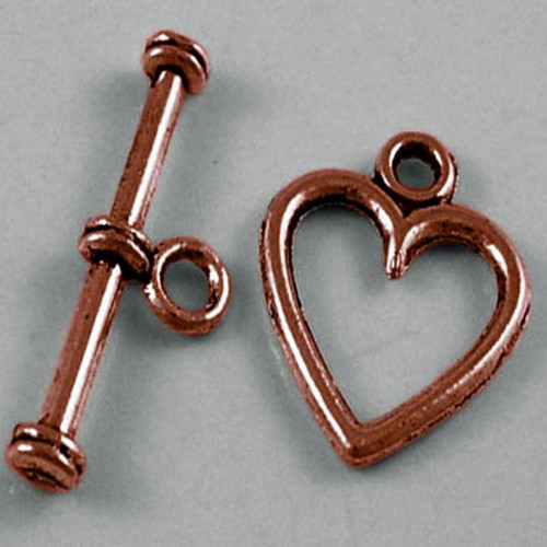 Americké zapínání srdce/ ant.měď/ 12x14mm