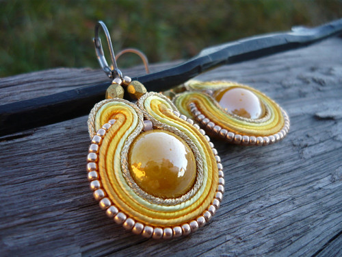 Soutache náušnice Pomerančové slunce — foto 1