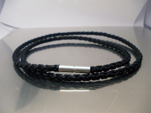 Pán elegán - kožený náhrdelník se stříbrem - 4mm
