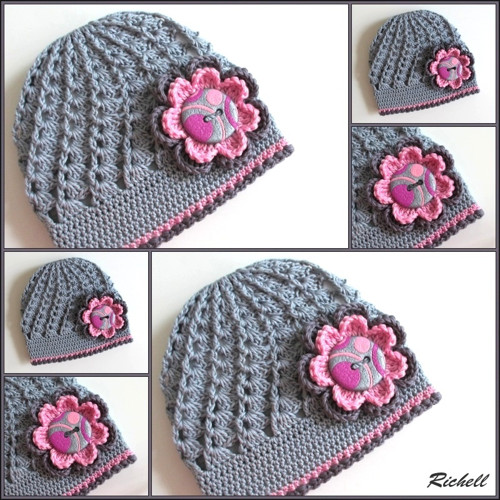 Háčkovaná čepička: Šedá elegance...