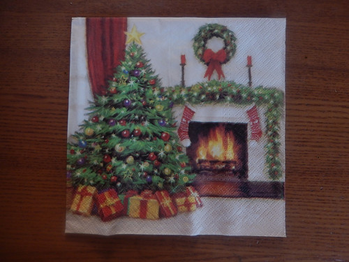 Ubrousek na decoupage - u vánočního stromku