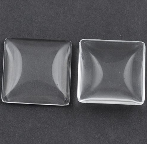 Skleněný kabošon čirý 20 mm ČTVEREC