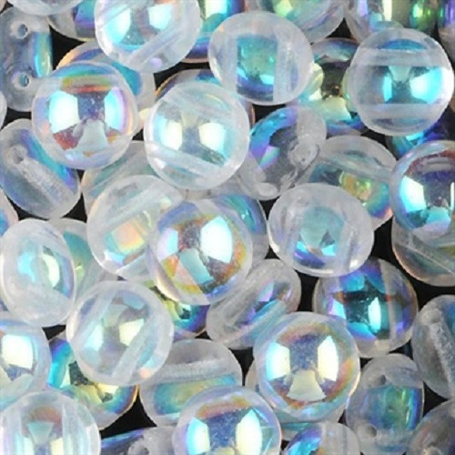 Dvoudírkový kabošon Candy - Crystal AB, 20 ks