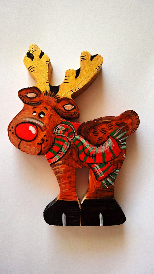 Dřevěná dekorace sob - SOB RUDOLF — foto 1