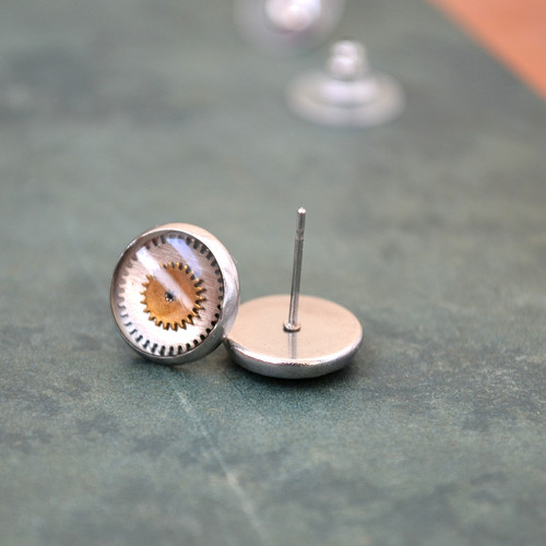 Čiré STEAMPUNK pecky, chirurgická ocel, 10mm — foto 1
