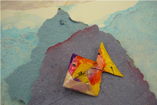 Brož origami Parmička Fialka