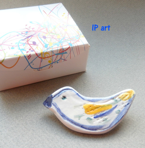 Porcelánový ptáček - brož