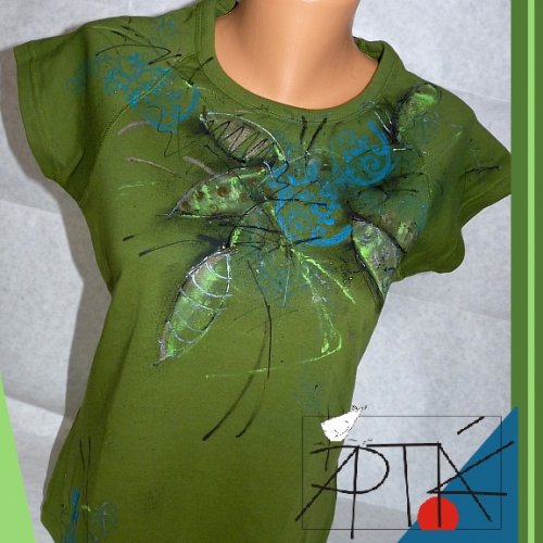 Dámské triko "razítka a LISTY", XL — foto 1