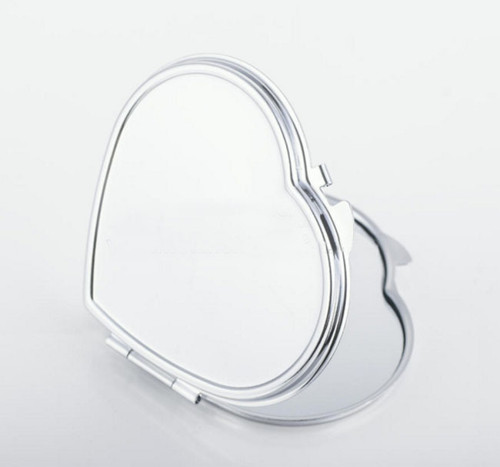 Zrcátko srdce s lůžkem B/ platina/ 71x68mm/ 1ks