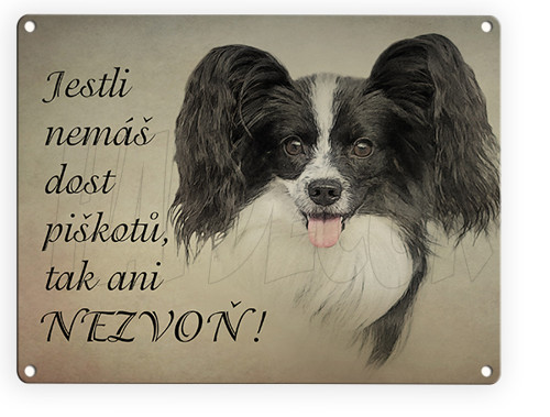 Plechová cedulka - Papillon - Piškoty — foto 1