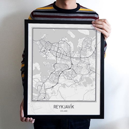 Plakát - mapa Reykjavík